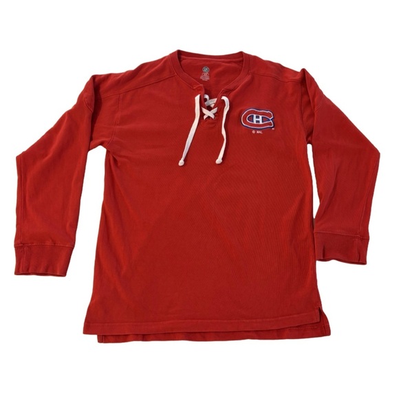Montreal Canadiens NHL Lace-Up Pullover Jersey Sweatshirt - Size L (42/44) - Picture 1 of 9